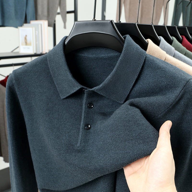 Herren-Pullover aus Wollmischung mit Umlegekragen
