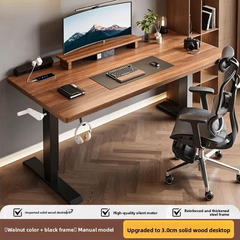 Electric Height-Adjustable Solid Wood Desk