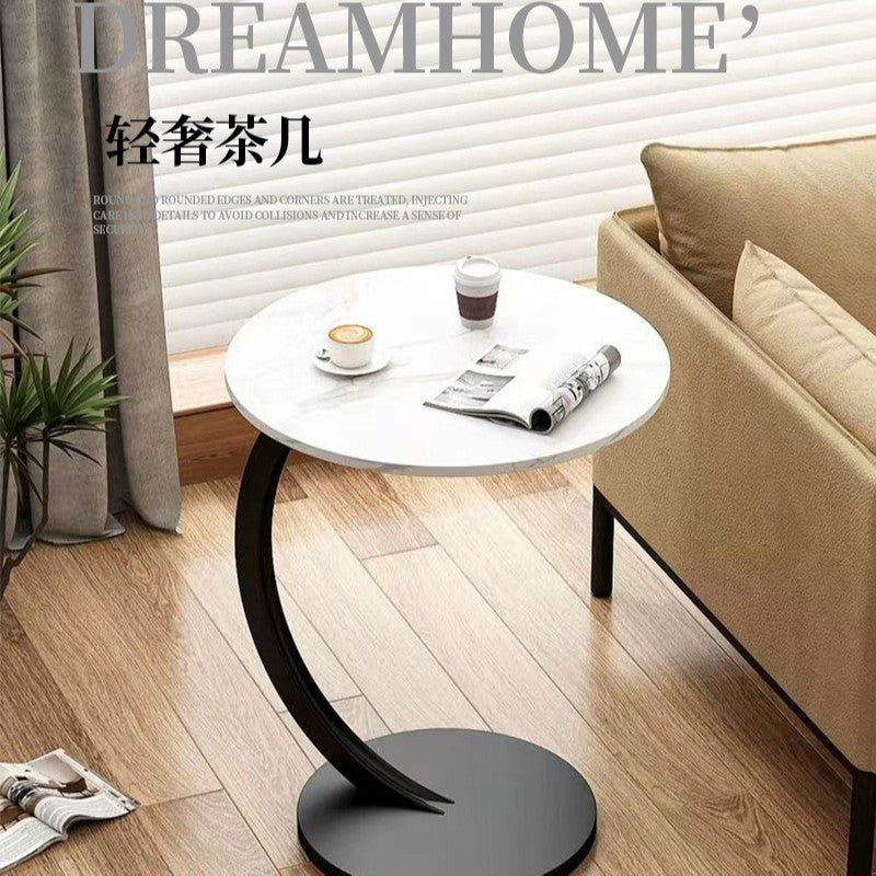 Small Coffee Table, Household Round Mini Side Table, Corner Table, Small Coffee Table, Bedside Storage Table, Solid Wood