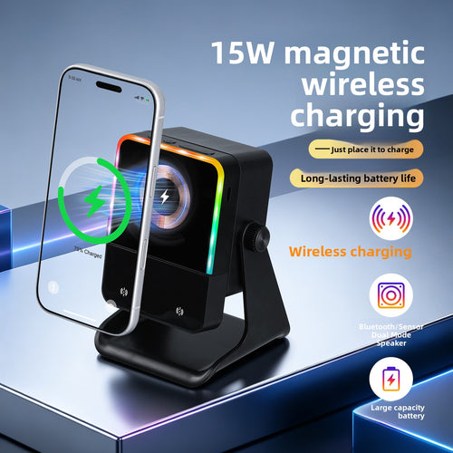Bluetooth-Lautsprecher mit magnetischer kabelloser Ladefunktion und RGB-Licht