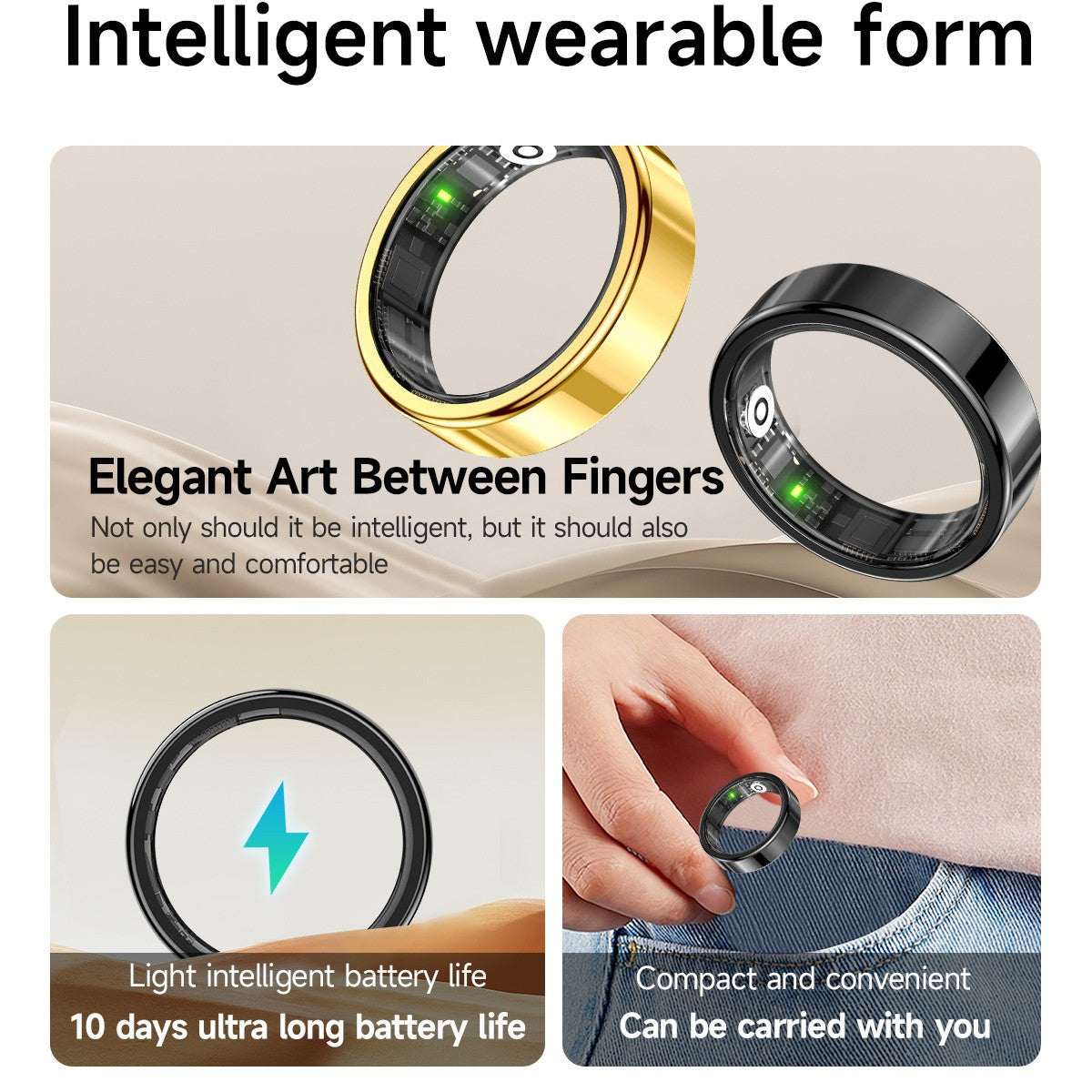 Smart-Ring mit Aktivitäts- und Schlaftracking für die QRing-App
