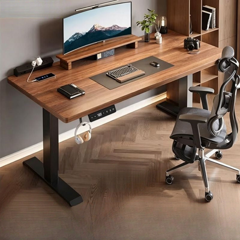 Electric Height-Adjustable Solid Wood Desk