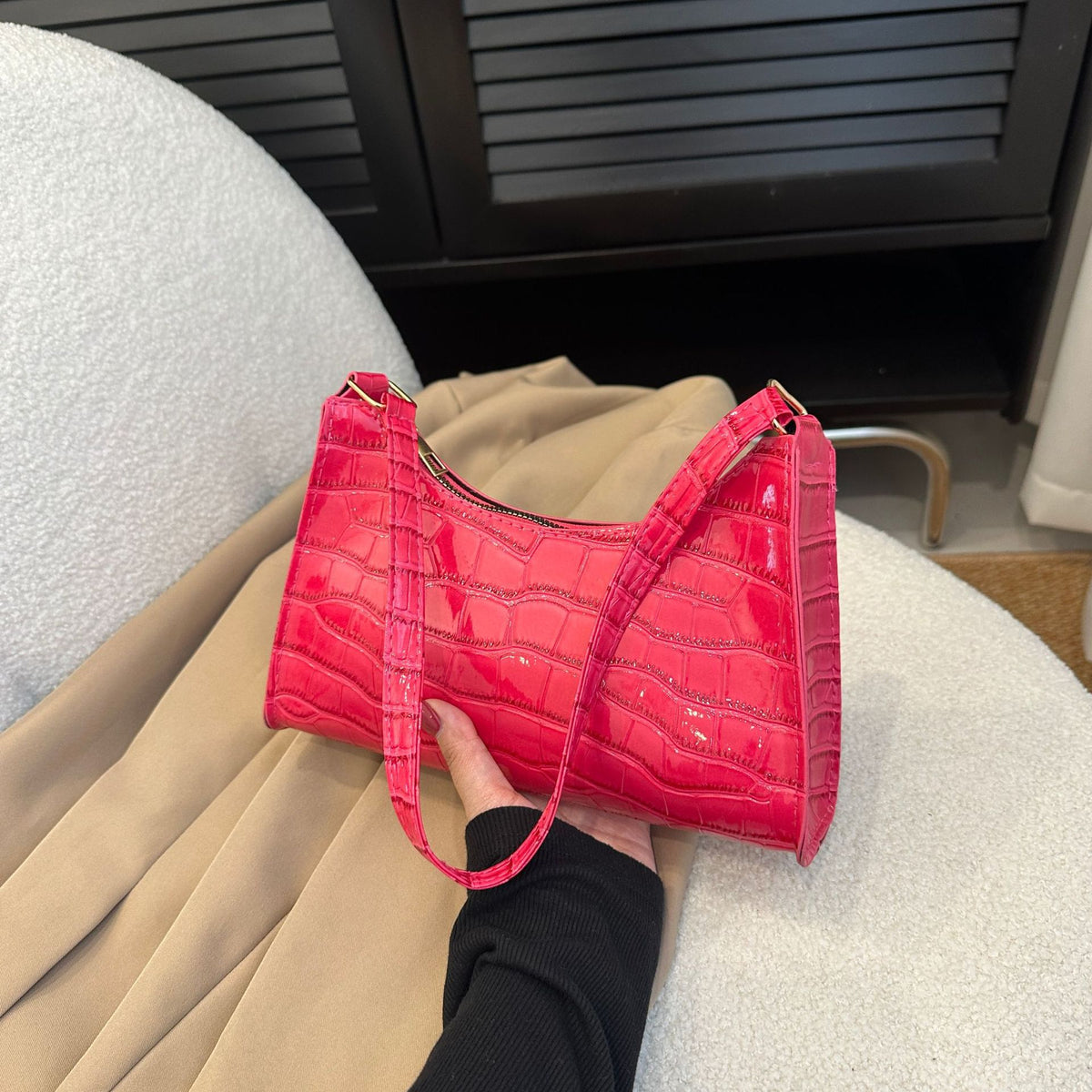 Embossed Candy-Colored Underarm Bag