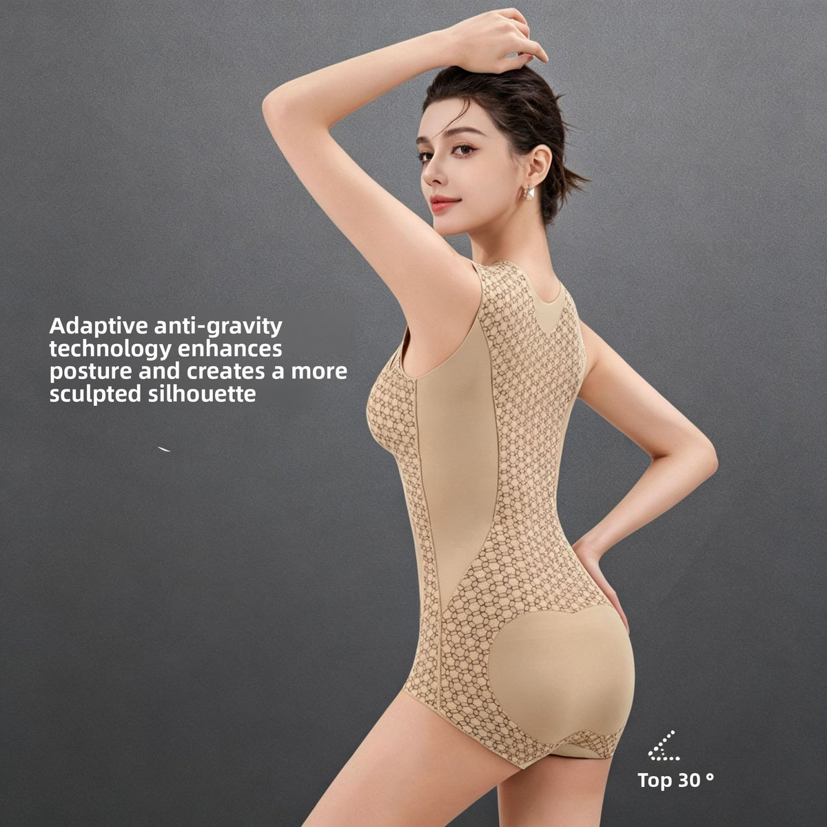 Damen-Shapewear-Body mit Brustpolstern und Frontreißverschluss