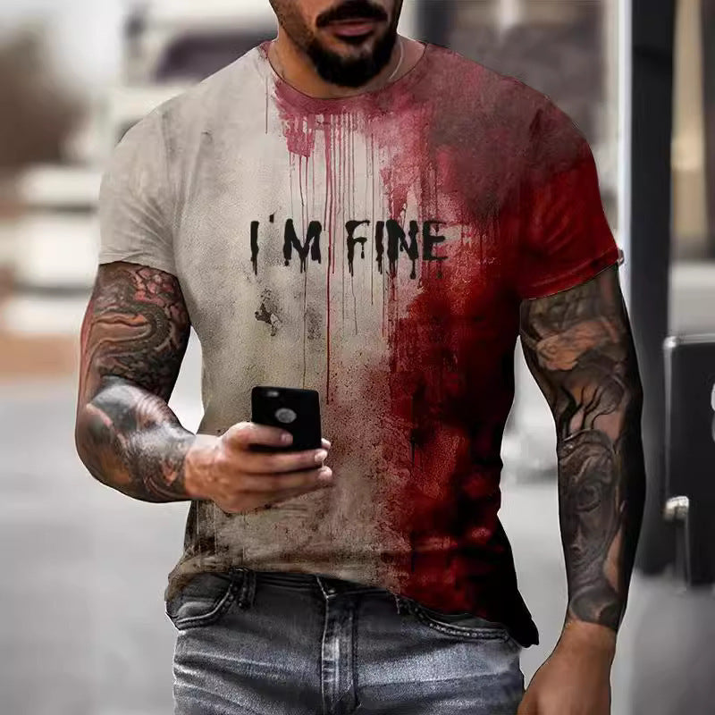 Herren-T-Shirt mit kurzen Ärmeln und 3D-Print