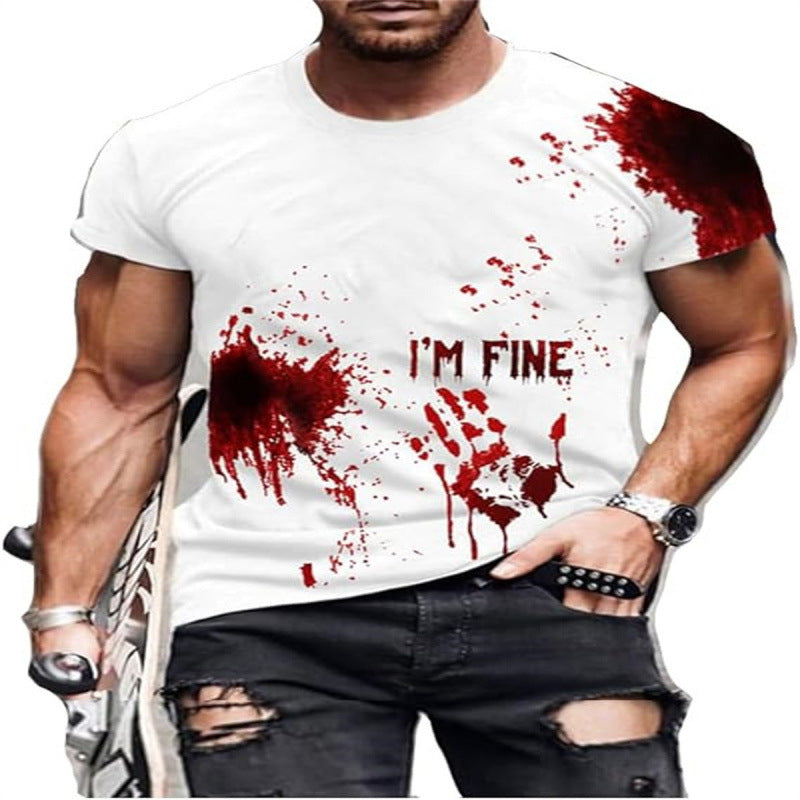 Herren-T-Shirt mit kurzen Ärmeln und 3D-Print