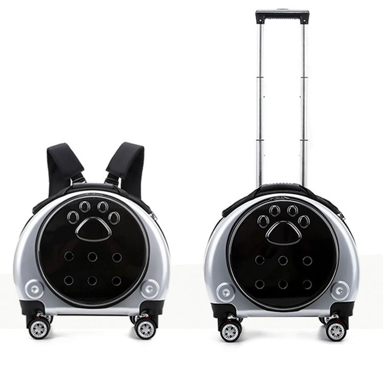 Transparent Pet Travel Carrier with Wheels
