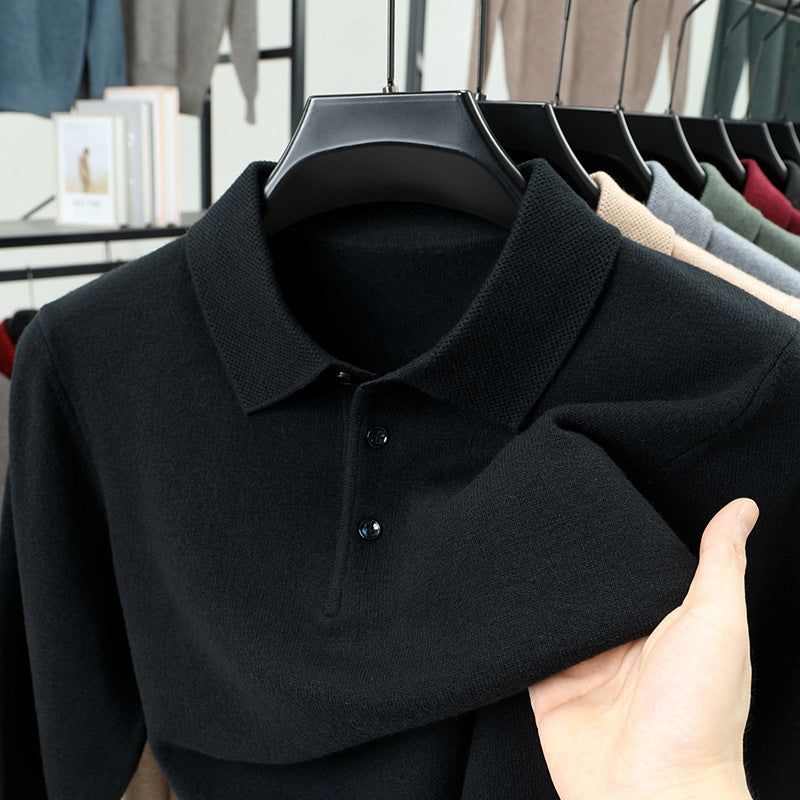 Herren-Pullover aus Wollmischung mit Umlegekragen