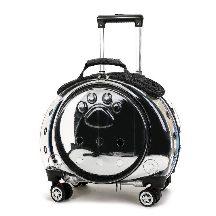 Transparente Transportbox für Haustiere mit Rollen