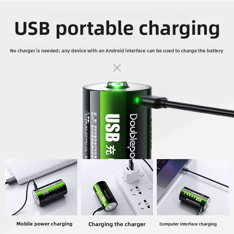 Wiederaufladbare D-Batterie mit 1,5 V und USB-C-Anschluss