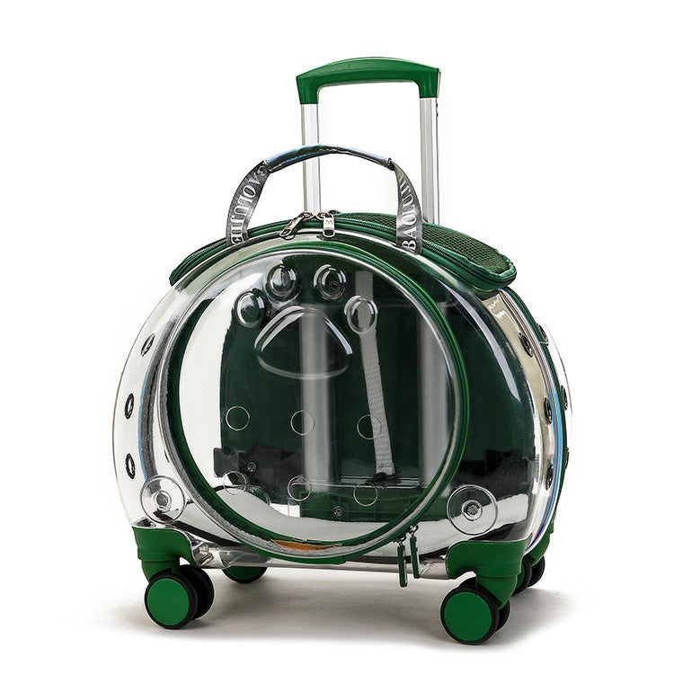 Transparente Transportbox für Haustiere mit Rollen