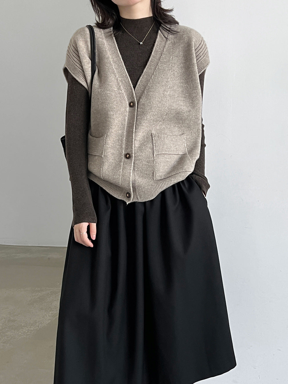 Damen-Strickpullover mit Stehkragen und langen Ärmeln