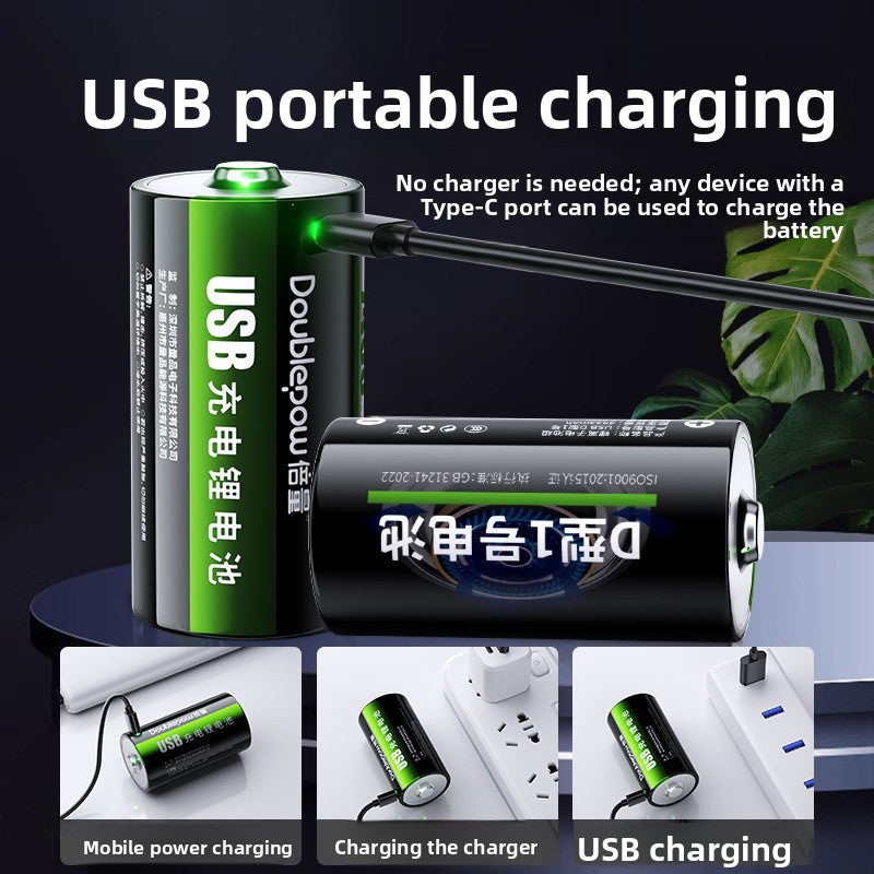 Wiederaufladbare D-Batterie mit 1,5 V und USB-C-Anschluss
