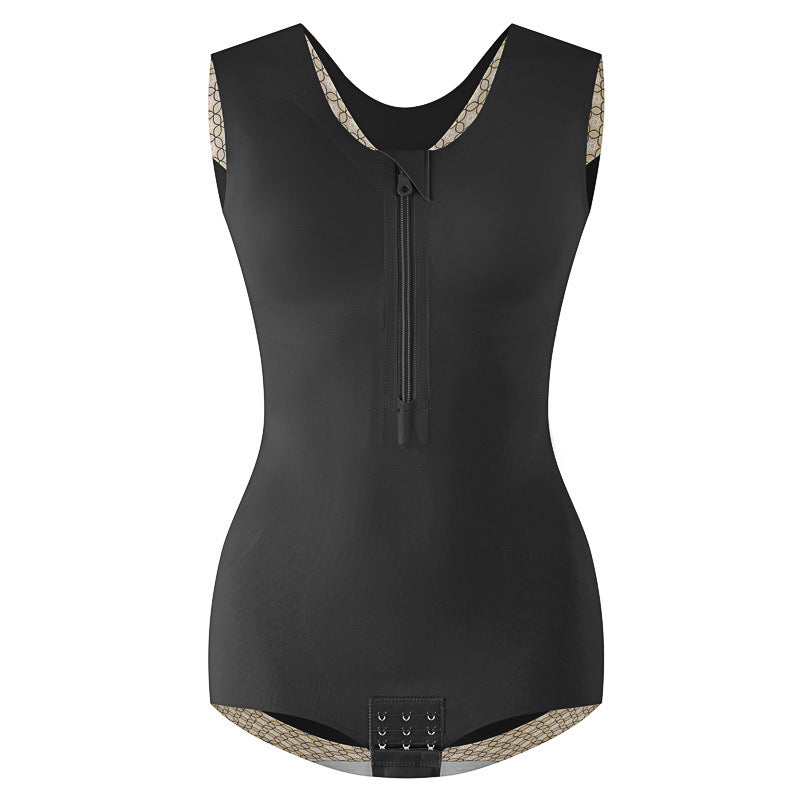 Damen-Shapewear-Body mit Brustpolstern und Frontreißverschluss