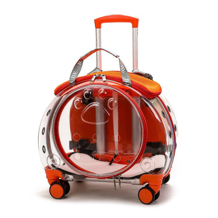 Transparente Transportbox für Haustiere mit Rollen