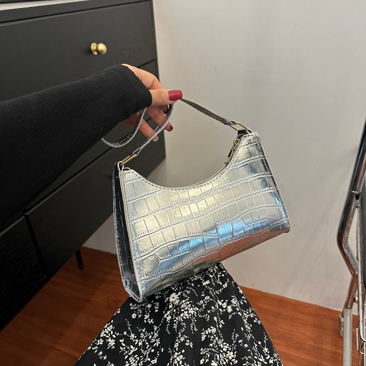 Embossed Candy-Colored Underarm Bag