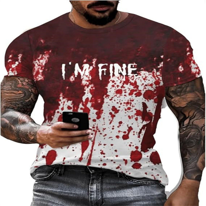 Herren-T-Shirt mit kurzen Ärmeln und 3D-Print