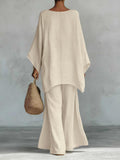 Zweiteiliges Damen-Set mit weiter Bluse und Hose