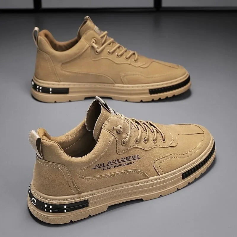 Herren-Sneaker mit Schnürung – Schwarz & Khaki