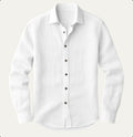 Men's stylish solid-color long-sleeve button-down shirt