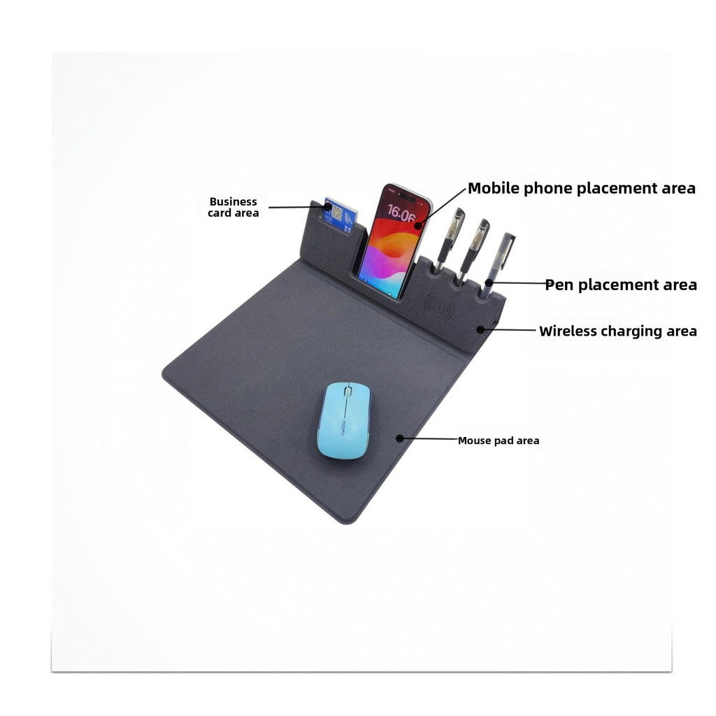Foldable Wireless Charging Desk Mat with Pen Tray