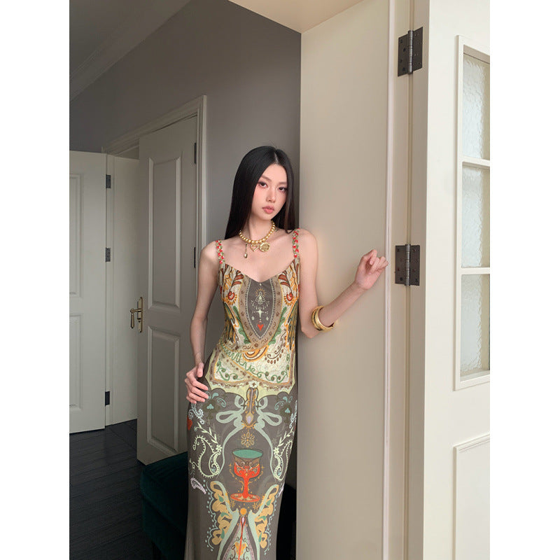 Ärmelloses Blumenkleid mit hoher Taille und Meerjungfrauen-Schnitt