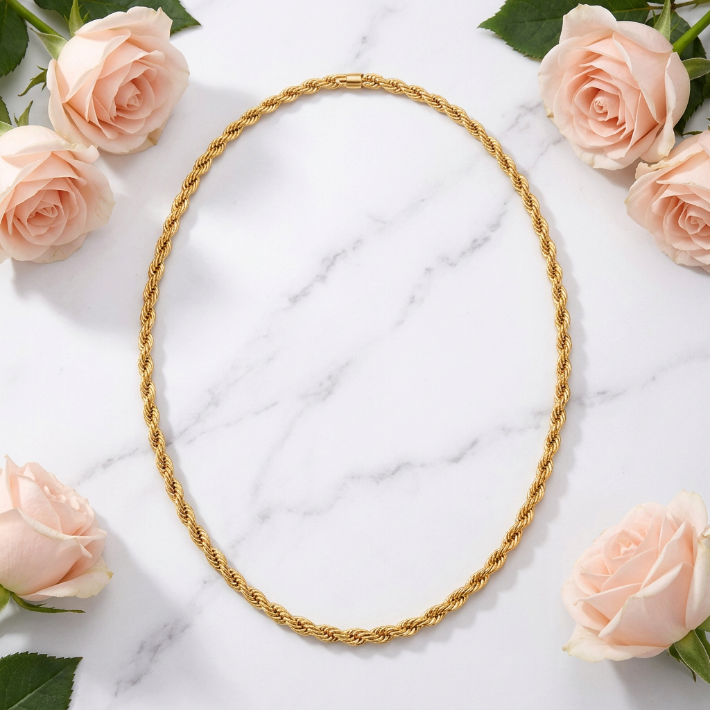 Elegant gold-colored chain necklace