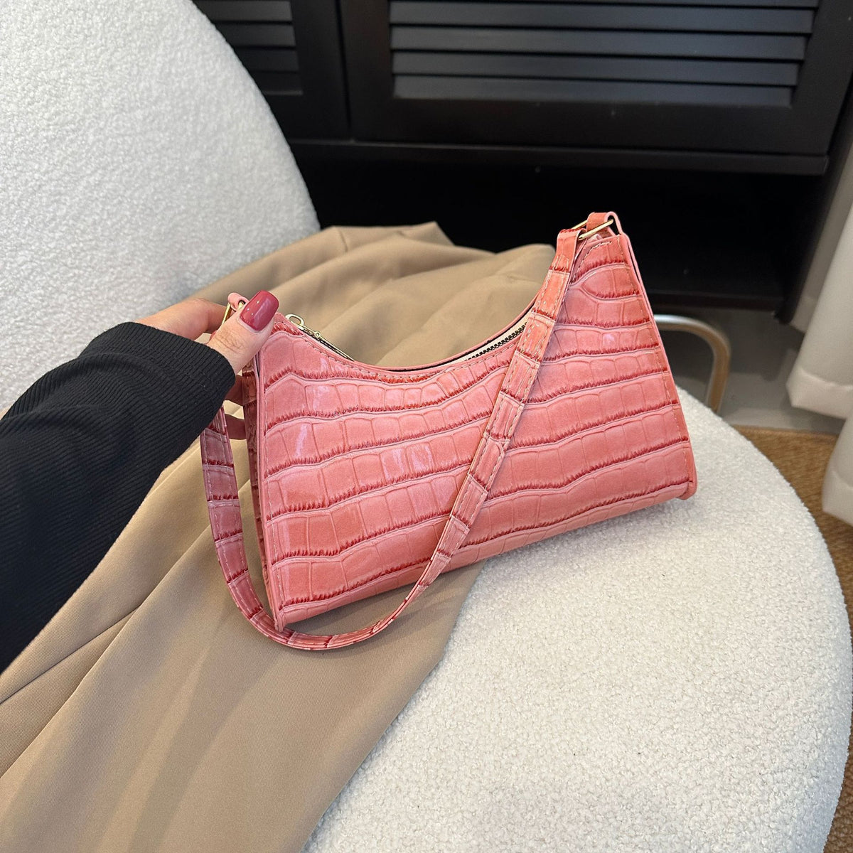 Embossed Candy-Colored Underarm Bag