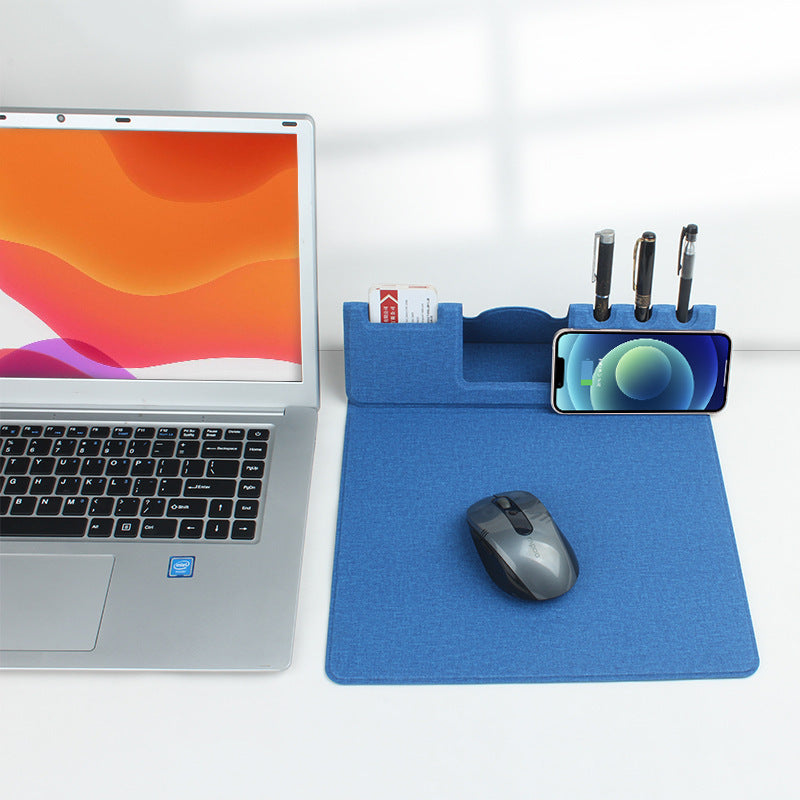 Foldable Wireless Charging Desk Mat with Pen Tray