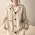 Karierte Damen-Strickjacke mit Kapuze