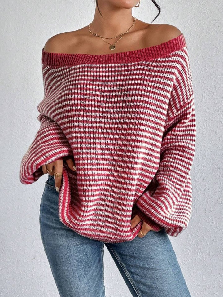 Schulterfreier Strickpullover für Damen