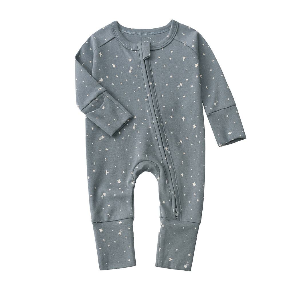 Baby Double Zipper Romper with Convertible Hand and Foot Covers